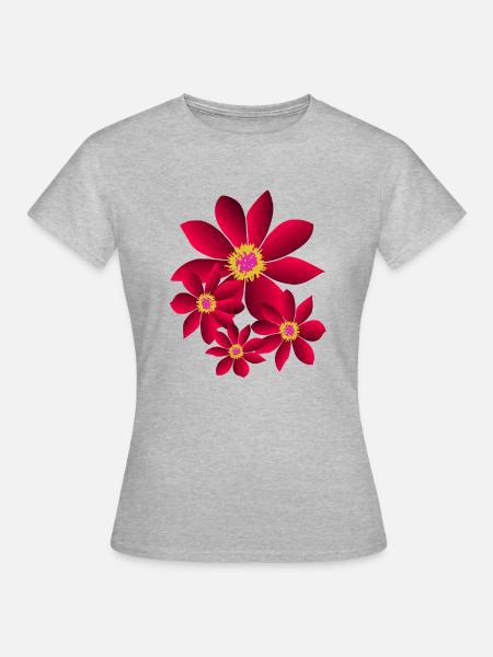 Blume, pink, Blüten, floral, Blumenwiese, blumig - Frauen T-Shirt - Grau meliert