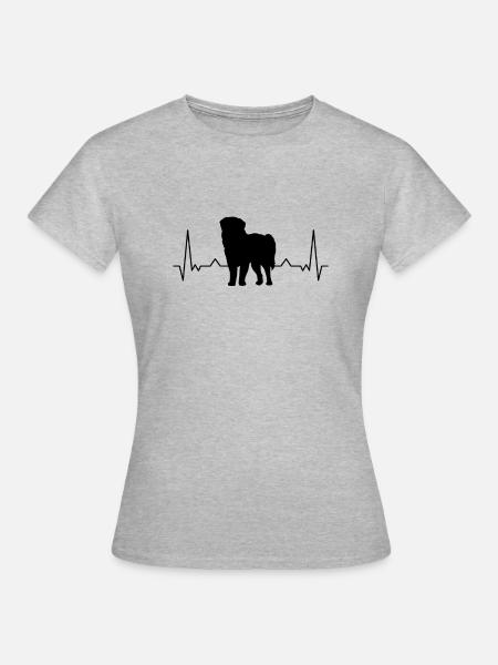 Leonberger Herzschlag - Frauen T-Shirt - Grau meliert