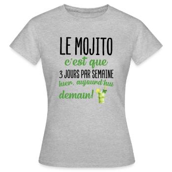 Le mojito c'est que 3 jours par semaine apéro - T-shirt Femme - gris chiné - Devant - AI Model Female 172 dark (172cm)