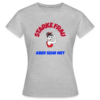 Starke Frau - Frauen T-Shirt - Grau meliert - Vorne - AI Model Female 172 dark (172cm)
