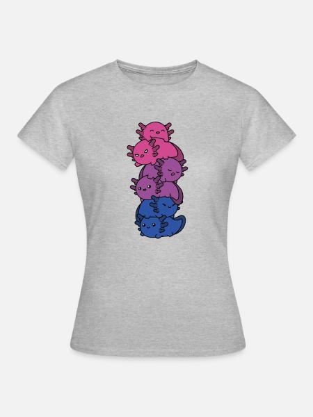 Kawaii Axolotl Haufen Bisexueller Stolz Bisexuelle - Frauen T-Shirt - Grau meliert