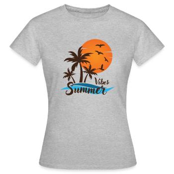 Été Printemps Heure d’été Soleil Palmiers - T-shirt Femme - gris chiné - Devant - AI Model Female 172 dark (172cm)