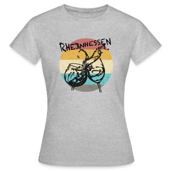schönes Rheinhessen T-Shirt, Wein, Weingläser - Frauen T-Shirt - Grau meliert - Vorne - AI Model Female 172 dark (172cm)