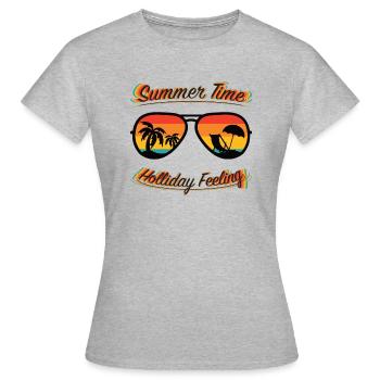 Heure d’été - Sentiment de vacances - T-shirt Femme - gris chiné - Devant - AI Model Female 172 dark (172cm)