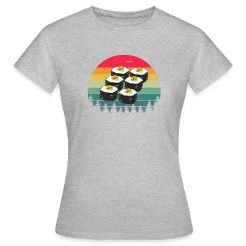 Humorvolle Vintage altmodische Sashimi Japan - Frauen T-Shirt - Grau meliert - Vorne - AI Model Female 172 dark (172cm)