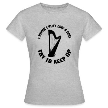 Instrument de harpe Mme Harpiste Instruments - T-shirt Femme - gris chiné - Devant - AI Model Female 172 dark (172cm)