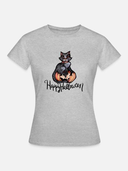 Fröhliches Halloween - Frauen T-Shirt - Grau meliert
