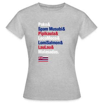 Spam Musubi Poke Loco Moco Hawaii Food - Women's T-Shirt - heather grey - Front - AI Model Female 172 dark (172cm)