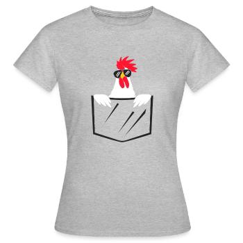 Humorous Adorable Comical Chicken Pocket Ranch - Women's T-Shirt - heather grey - Front - AI Model Female 172 dark (172cm)