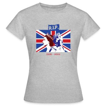 RIP - La reine Elizabeth II - La fin d’une époque - T-shirt Femme - gris chiné - Devant - AI Model Female 172 dark (172cm)