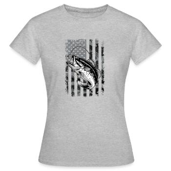 Neuheit Nationalistische Fischer Angeln Schleppnetzfischerei - Frauen T-Shirt - Grau meliert - Vorne - AI Model Female 172 dark (172cm)