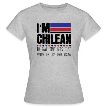 Urkomische Save Times vermuten chilenisch amüsant - Frauen T-Shirt - Grau meliert - Vorne - AI Model Female 172 dark (172cm)