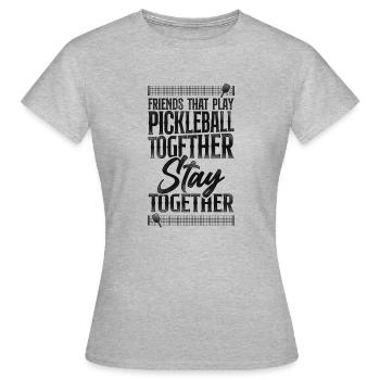 Pickleball Buddies Amis Qui - T-shirt Femme - gris chiné - Devant - AI Model Female 172 dark (172cm)