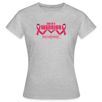 Humorvolle Brustkrebs-Bewusstsein unterstützend - Frauen T-Shirt - Grau meliert - Vorne - AI Model Female 172 dark (172cm)