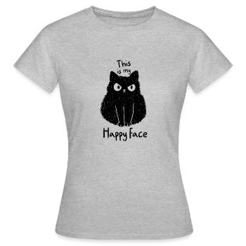C’est mon visage heureux chat noir grincheux - T-shirt Femme - gris chiné - Devant - AI Model Female 172 dark (172cm)