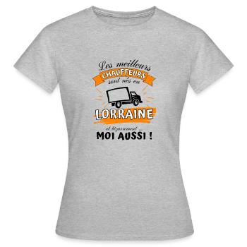 Cadeau Homme Chauffeur Poids Lourds Lorrain - T-shirt Femme - gris chiné - Devant - AI Model Female 172 dark (172cm)