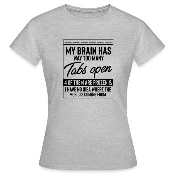 Moquerie soulagée de battements de coeur de récupération hilarante - T-shirt Femme - gris chiné - Devant - AI Model Female 172 dark (172cm)