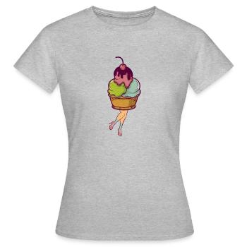 Eiscreme - Frauen T-Shirt - Grau meliert - Vorne - AI Model Female 172 dark (172cm)
