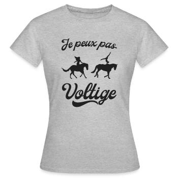 Je peux pas, j'ai voltige. Cheval Equitation. - T-shirt Femme - gris chiné - Devant - AI Model Female 172 dark (172cm)