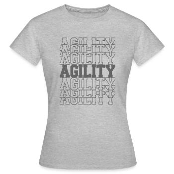 Lettrage d’agilité - T-shirt Femme - gris chiné - Devant - AI Model Female 172 dark (172cm)