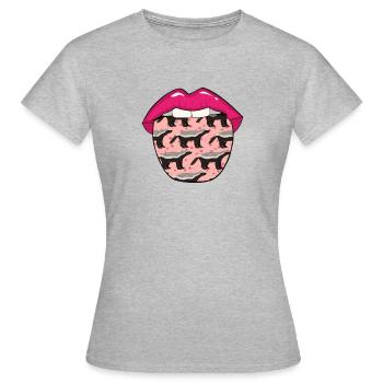Honey Badger Ratel Langue - T-shirt Femme - gris chiné - Devant - AI Model Female 172 dark (172cm)