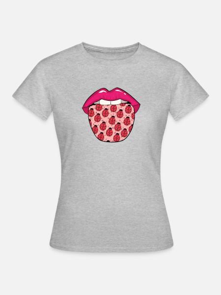 Marienkäfer Lippen - Frauen T-Shirt - Grau meliert