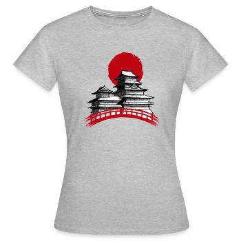 Japanische Tempel auf der Brücke - Frauen T-Shirt - Grau meliert - Vorne - AI Model Female 172 dark (172cm)