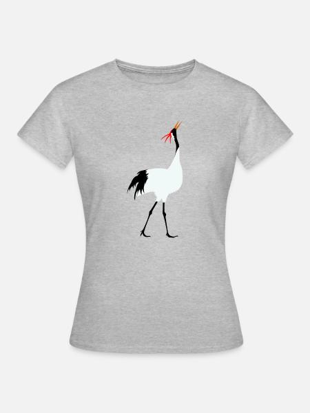 Kranich - Frauen T-Shirt - Grau meliert