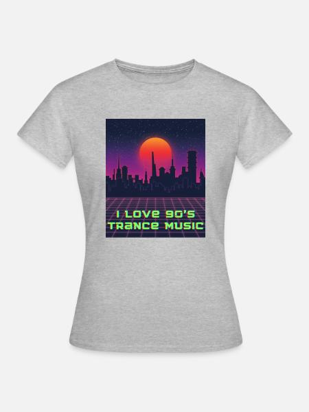 I love 90 s trance - Frauen T-Shirt - Grau meliert