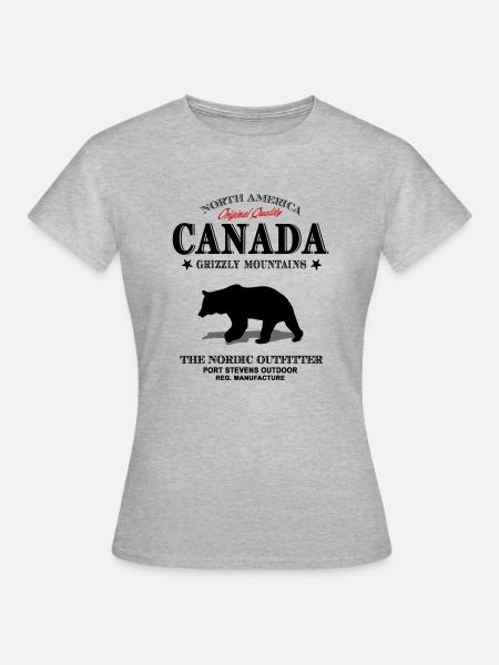 Canada Adventures - Canadian grizzly - Frauen T-Shirt - Grau meliert