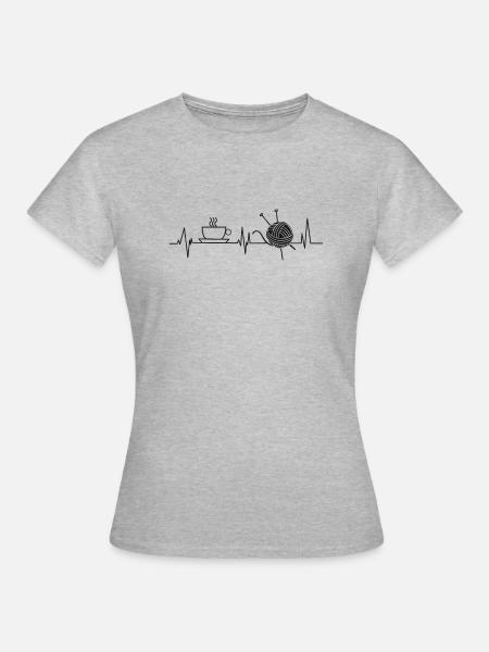 Knitting Knitter Heartbeat - Frauen T-Shirt - Grau meliert