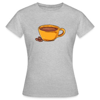 Kaffee-Kostüm - Frauen T-Shirt - Grau meliert - Vorne - AI Model Female 172 dark (172cm)