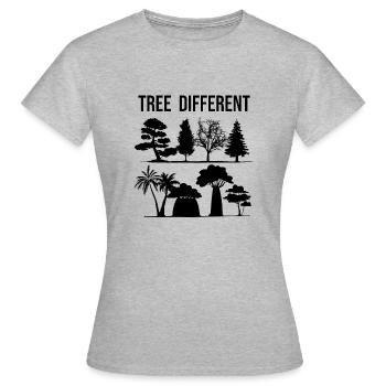 Arbre différent - soyez différent - soyez vous-même - T-shirt Femme - gris chiné - Devant - AI Model Female 172 dark (172cm)