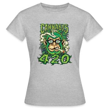 MARIHUANA 420 CANNABIS WEED HANF SMOKER DESIGN - Frauen T-Shirt - Grau meliert - Vorne - AI Model Female 172 dark (172cm)