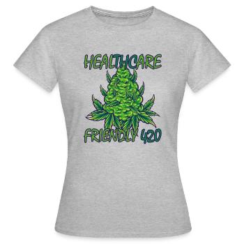 MARIHUANA SMOKE 420 CANNABIS WEED HANF DESIGN - Frauen T-Shirt - Grau meliert - Vorne - AI Model Female 172 dark (172cm)