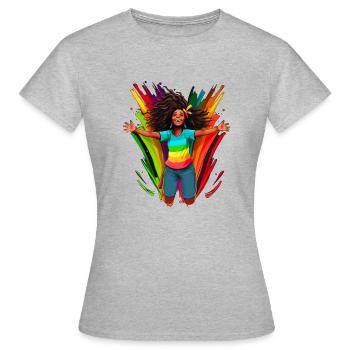 Vielfalt, Diversität, BLM, Regenbogen - Frauen T-Shirt - Grau meliert - Vorne - AI Model Female 172 dark (172cm)