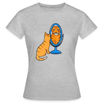 Süße getigerte Katze - Tiger - Frauen T-Shirt - Grau meliert - Vorne - AI Model Female 172 dark (172cm)