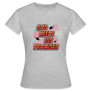 Dieu tient ses promesses - T-shirt Femme - gris chiné - Devant - AI Model Female 172 dark (172cm)