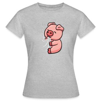 Mignon chiffon de cochon mordant suceur cochon - T-shirt Femme - gris chiné - Devant - AI Model Female 172 dark (172cm)