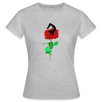 Danseuse de yoga sur rose rouge, Namaste - T-shirt Femme - gris chiné - Devant - AI Model Female 172 dark (172cm)