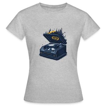 Spaceman Plattenspieler - Frauen T-Shirt - Grau meliert - Vorne - AI Model Female 172 dark (172cm)