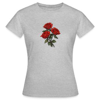 3 Roses Rouges Amoureux Fleurs Fraîches Floral Rouge Fleur - T-shirt Femme - gris chiné - Devant - AI Model Female 172 dark (172cm)