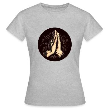 VOS MAINS PRIENT - T-shirt Femme - gris chiné - Devant - AI Model Female 172 dark (172cm)