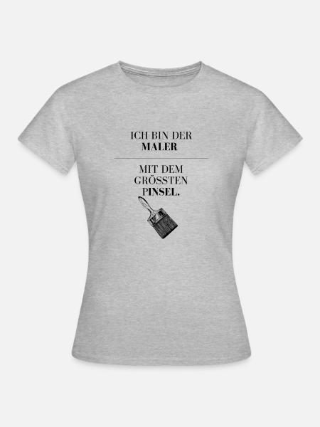 Ich habe den größten.... Pinsel - Frauen T-Shirt - Grau meliert
