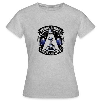 Noobs aufgepasst, Profis sind da - Frauen T-Shirt - Grau meliert - Vorne - AI Model Female 172 dark (172cm)
