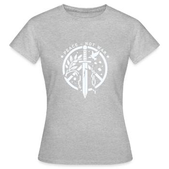 Frieden statt Krieg - Frauen T-Shirt - Grau meliert - Vorne - AI Model Female 172 dark (172cm)