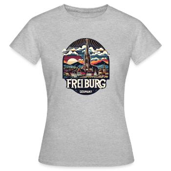 Vintage Freiburg Deutschland Souvenir - Frauen T-Shirt - Grau meliert - Vorne - AI Model Female 172 dark (172cm)
