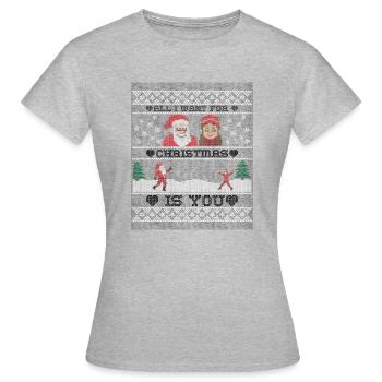 All i want for Christmas is you Ugly Christmas - Women's T-Shirt - heather grey - Front - AI Model Female 172 dark (172cm)