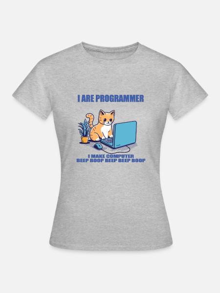 Ich bin Programmierer, Arbeitskatze - Frauen T-Shirt - Grau meliert