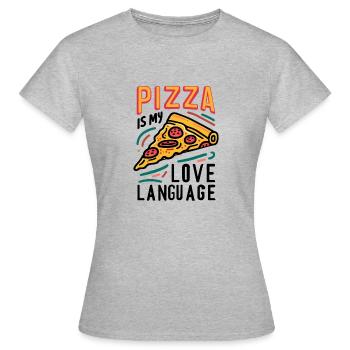 La pizza est mon langage d’amour - T-shirt Femme - gris chiné - Devant - AI Model Female 172 dark (172cm)